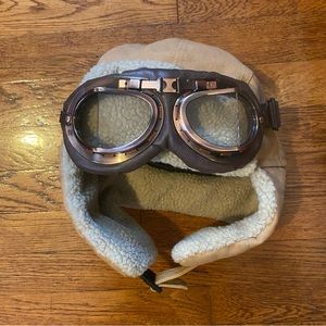Aviator Fleece Tan Hat and Glasses Costume